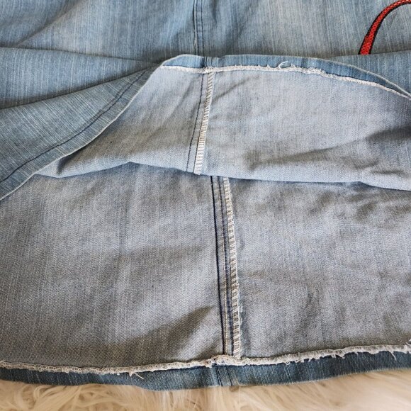 Vintage Y2K Denim Maxi Skirt Appliqué Patchwork Purse Leopard Long‎ Sz 30 - Picture 11 of 15